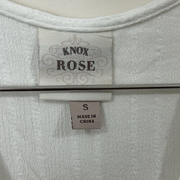 KNOX ROSE Maxi Dress S White Faux Wrap Tiered Seersucker Beachcore Resort - Picture 5 of 13